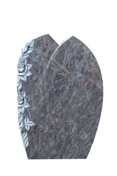 Urnengrabstein, Orion Granit 80cm x 50cm x 14cm, inkl. Rose mit drei Blüten