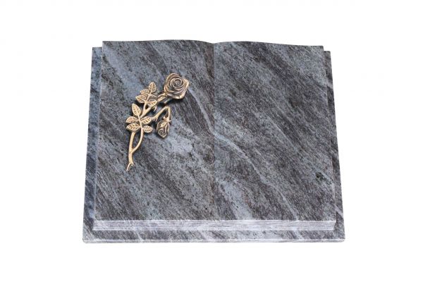 Grabbuch, Orion Granit, 40cm x 30cm x 8cm, inkl. Knickrose aus Bronze