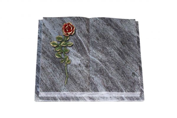 Grabbuch, Orion Granit, 40cm x 30cm x 8cm, inkl. roter Rose