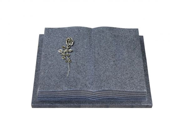 Grabbuch, Padang Dark Granit, 50cm x 40cm x 10cm, inkl. Alurose mit Blättern