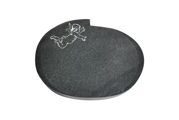 Liegestein Mozart, Padang Dark Granit, 40cm x 30cm x 8cm, inkl. Engel