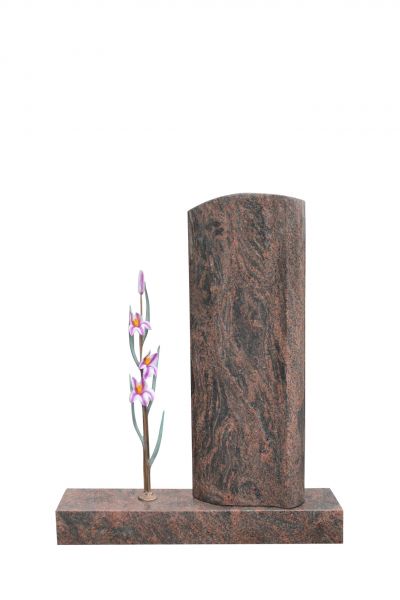 Einzelgrabstein, Indora Granit 105cm x 40cm x 17cm, inkl. farbiger Lilie