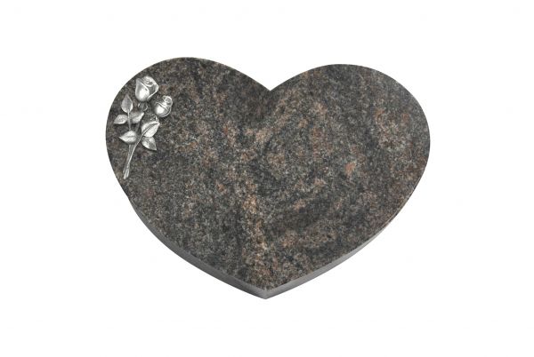 Liegestein Herz, Himalaya Granit, 40cm x 30cm x 8cm, inkl. kleiner Alurose