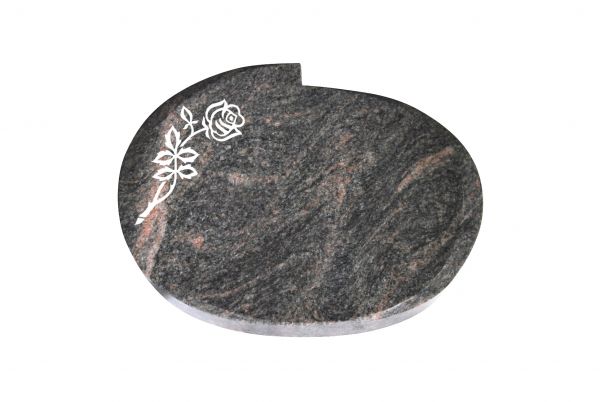 Liegestein Mozart, Himalaya Granit, 50cm x 40cm x 10cm, inkl. Rose