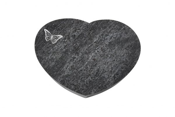 Liegestein Herz, Orion Granit, 50cm x 40cm x 10cm, inkl. Schmetterling