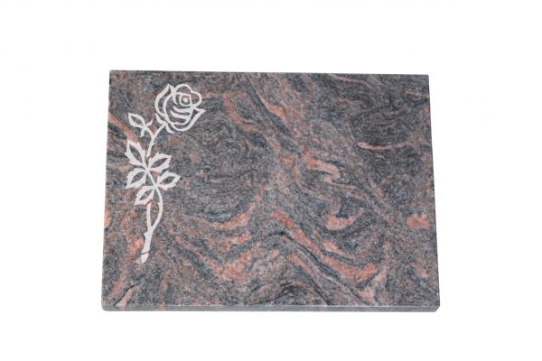 Liegeplatte, Himalaya Granit 40cm x 30cm x 3cm, inkl. Rose