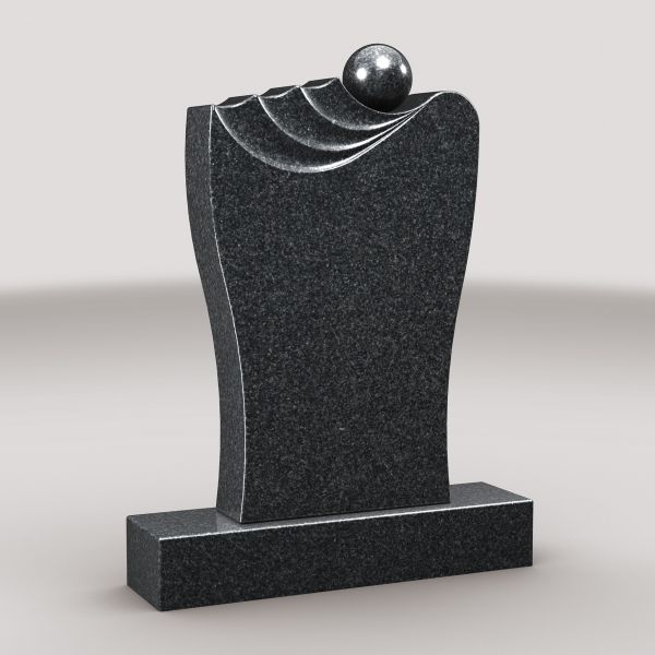 Einzelgrabstein aus Indien Black Granit, inkl. Sockel und Kugel