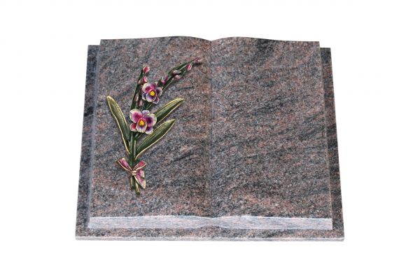 Grabbuch, Himalaya Granit, 40cm x 30cm x 8cm, inkl. Orchidee aus Bronze