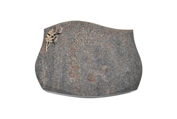 Liegestein Verdi, Himalaya Granit, 50cm x 40cm x 10cm, inkl. Knickrose aus Bronze