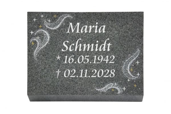 Liegeplatte, Padang Dark Granit rechteckig 40cm x 30cm x 3cm, inkl. Sternenhimmel an den Ecken