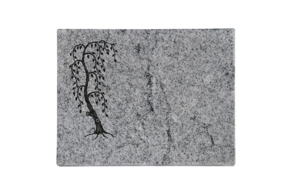 Liegeplatte, Viscount White Granit 40cm x 30cm x 3cm, inkl. Trauerweide