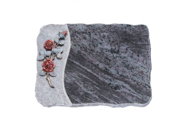 Liegeplatte, Orion Granit 40cm x 30cm x 4cm, inkl. roten Rose