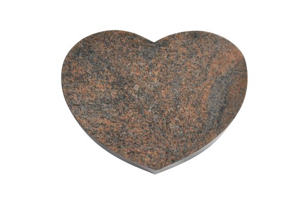 Liegestein Herz, Multicolor Granit, 50cm x 40cm x 10cm, ohne Ornament