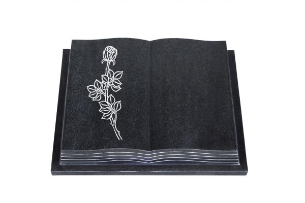 Grabbuch, Indien Black Granit, 50cm x 40cm x 10cm, inkl. vertiefter Rose