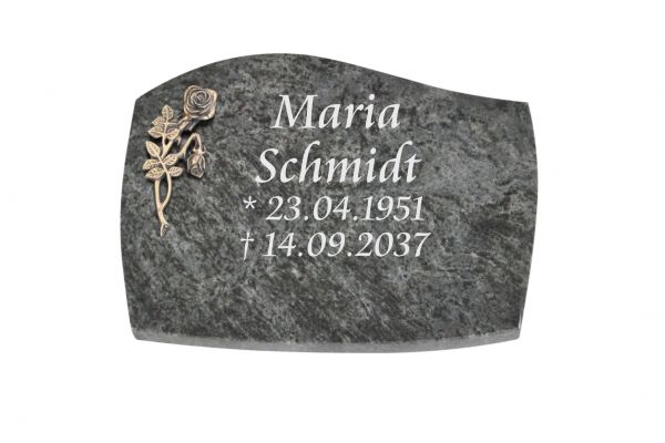 Liegeplatte, Orion Granit mit Fasen 40cm x 30cm x 3cm, inkl. knick Rose