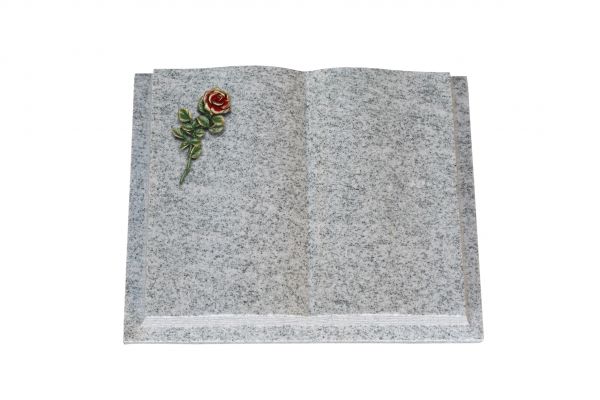 Grabbuch, Viscount White Granit, 40cm x 30cm x 8cm, inkl. kleiner roten Rose