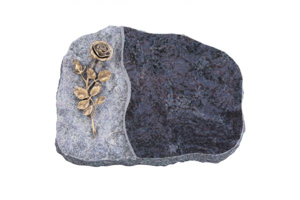 Liegestein Haydn, Orion Granit, 40cm x 30cm x 8cm, inkl. Rose aus Bronze