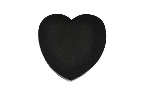 Liegestein Herzform, Black Granit, 30cm x 30cm x 8cm