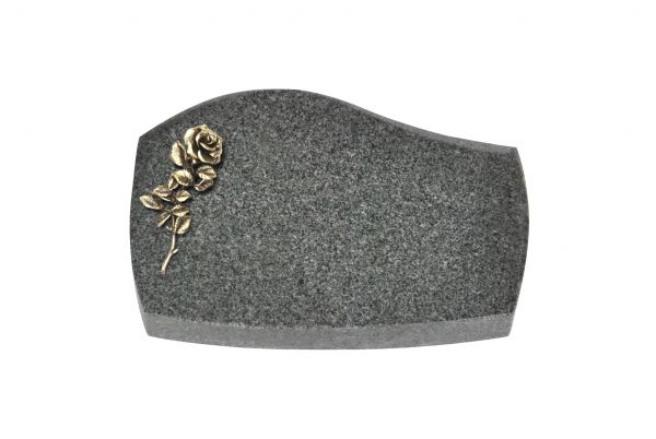 Liegeplatte, Padang Dark Granit mit Fasen 30cm x 20cm x 4cm, inkl. kleiner Bronzerose