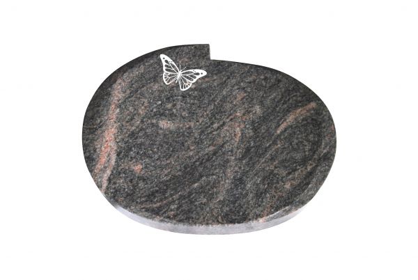 Liegestein Mozart, Himalaya Granit, 50cm x 40cm x 10cm, inkl. Schmetterling