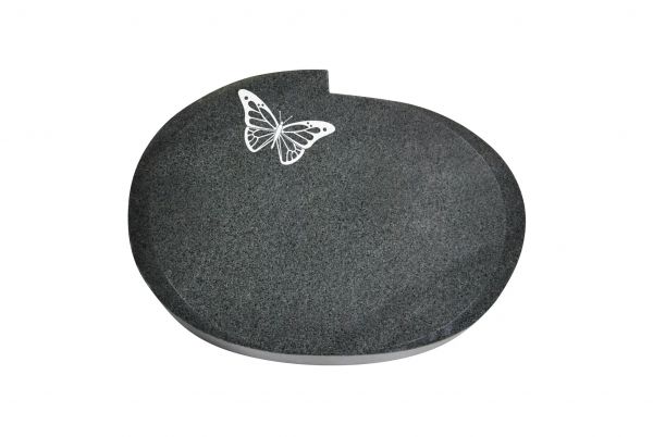 Liegestein Mozart, Padang Dark Granit, 40cm x 30cm x 8cm, inkl. Schmetterling