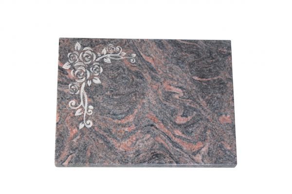 Liegeplatte, Himalaya Granit 40cm x 30cm x 3cm, inkl. Eckrose