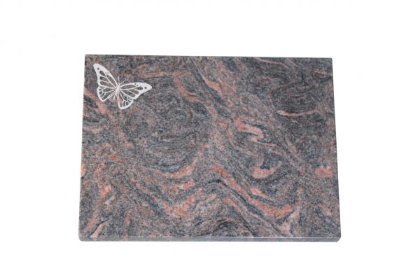 Liegeplatte, Himalaya Granit 40cm x 30cm x 3cm, inkl. Schmetterling