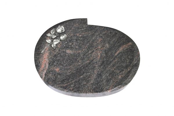 Liegestein Mozart, Himalaya Granit, 40cm x 30cm x 8cm, inkl. kleiner Alurose