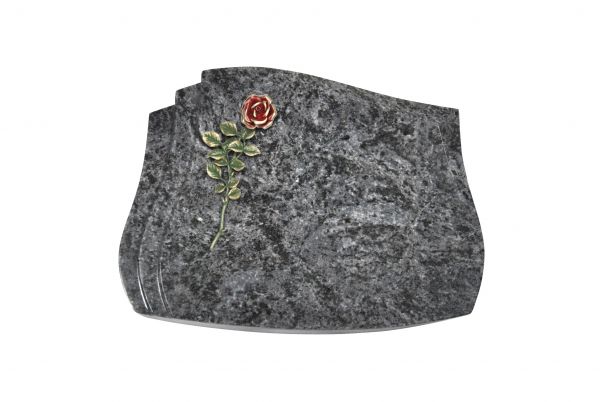 Liegestein Vivaldi, Orion Granit, 50cm x 40cm x 10cm, inkl. roter Rose
