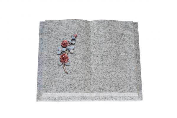 Grabbuch, Viscount White Granit, 50cm x 40cm x 10cm, inkl. roter Rose