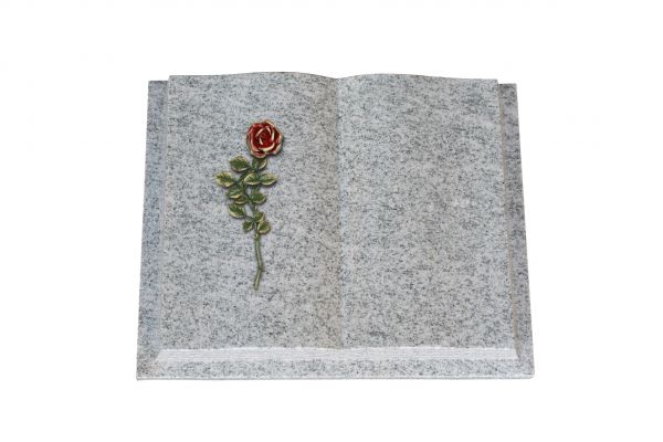 Grabbuch, Viscount White Granit, 50cm x 40cm x 10cm, inkl. roter Rose