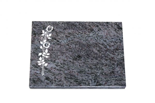 Liegeplatte, Orion Granit rechteckig 40cm x 30cm x 3cm, inkl. schmaler Rose