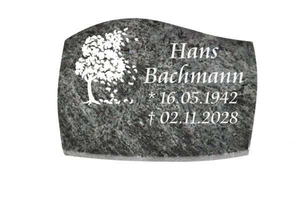 Liegeplatte, Orion Granit mit Fasen 40cm x 30cm x 3cm, inkl. Baum