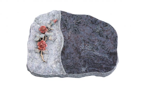 Liegestein Haydn, Orion Granit, 40cm x 30cm x 8cm, inkl. Bronzerose