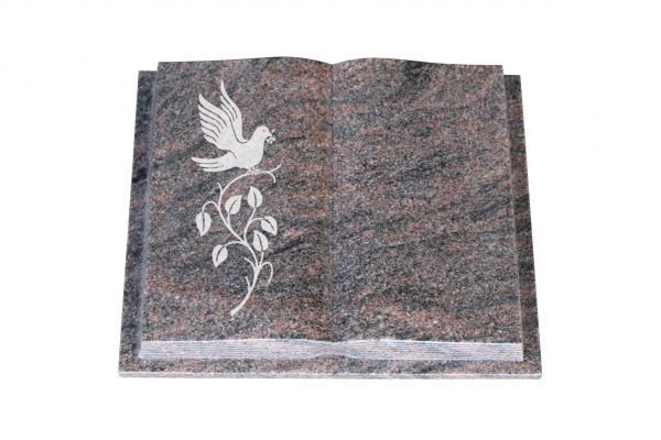 Grabbuch, Himalaya Granit, 60cm x 45cm x 10cm, inkl. Vogel auf Ast
