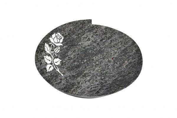 Liegestein Mozart, Orion Granit, 50cm x 40cm x 10cm, inkl. Rose im Bogen