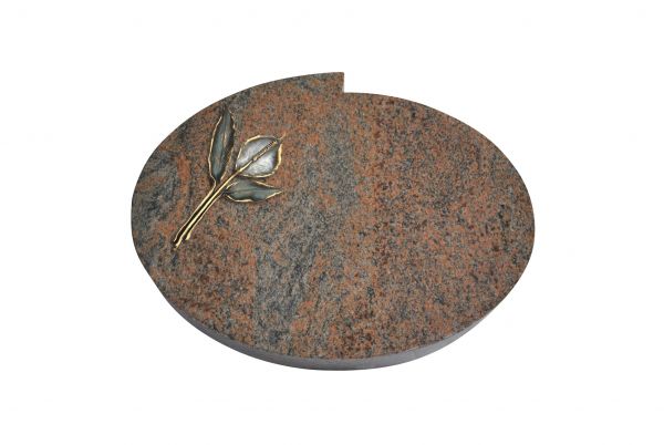 Liegestein Mozart, Multicolor Granit, 50cm x 40cm x 10cm, inkl. Calla aus Bronze