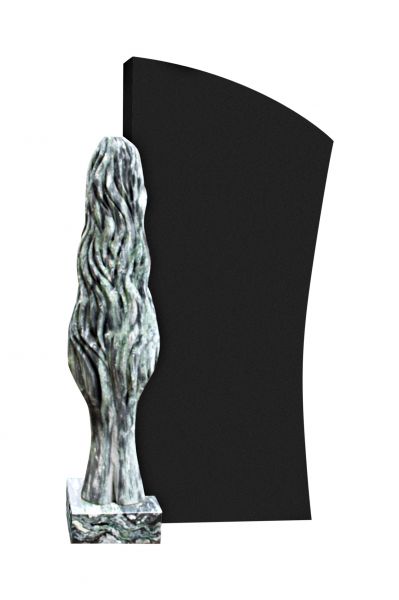 Urnengrabstein, Wave Green und Indien Black Granit 80cm x 47cm x 14cm, inkl. Baum