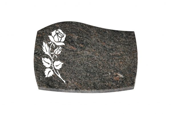 Liegeplatte, Himalaya Granit mit Fasen 40cm x 30cm x 3cm, inkl. Rose vertieft gestrahlt