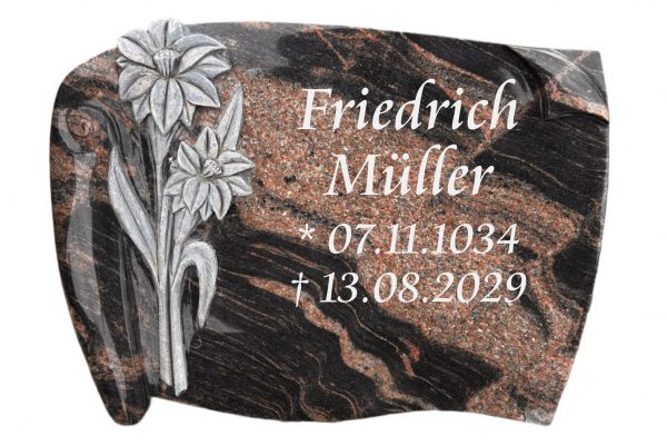 Liegestein mit Blume erhaben, 55cm x 41cm x 3,5cm