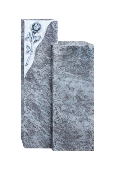 Einzelgrabstein, Orion Granit 100cm x 50cm x 14cm, inkl. Rose