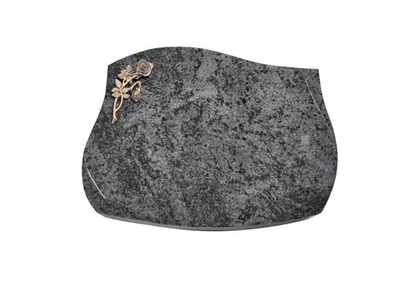 Liegestein Verdi, Orion Granit, 50cm x 40cm x 10cm, inkl. Knickrose aus Bronze