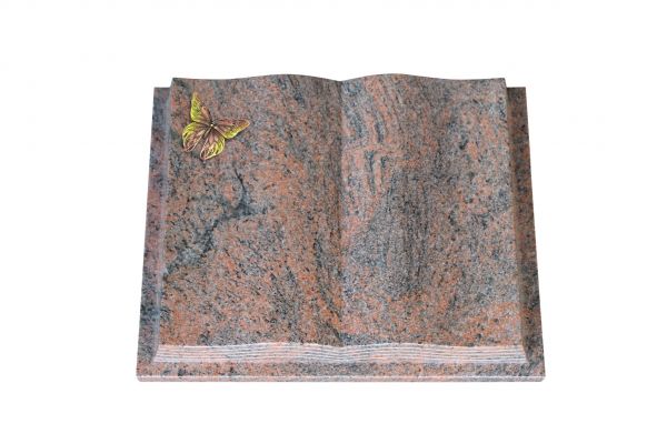 Grabbuch, Multicolor Granit, 45cm x 35cm x 8cm, inkl. Bronze Schmetterling