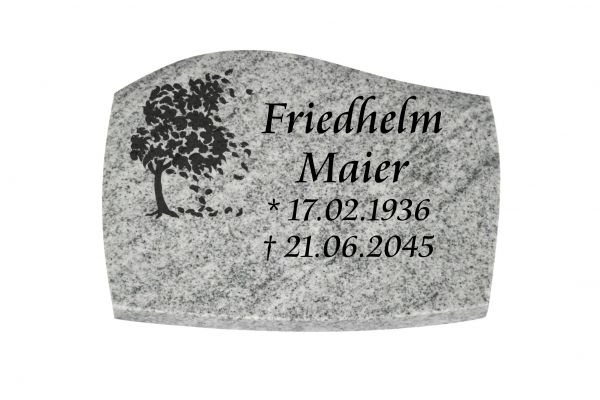 Liegeplatte, Viscount White Granit mit Fasen 40cm x 30cm x 3cm, inkl. Baum
