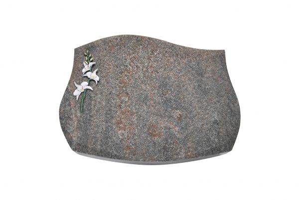 Liegestein Verdi, Himalaya Granit, 50cm x 40cm x 10cm, inkl. Lilie