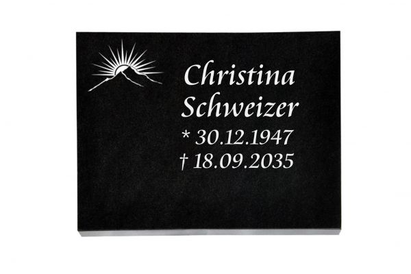 Liegeplatte, Black Granit rechteckig 40cm x 30cm x 3cm, inkl. Sonnenuntergang