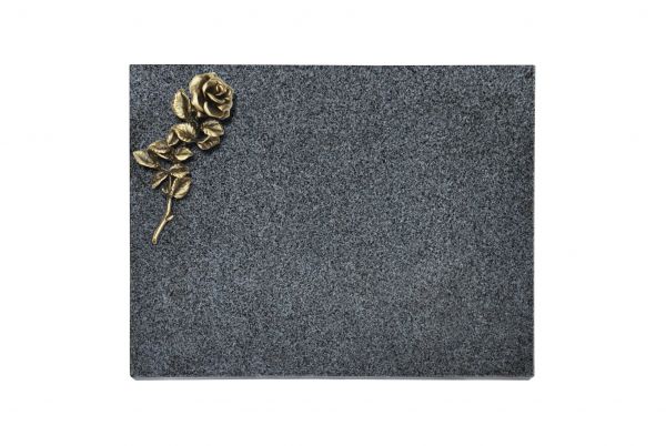 Liegeplatte, Padang Granit rechteckig 40cm x 30cm x 3cm, inkl. Bronzerose