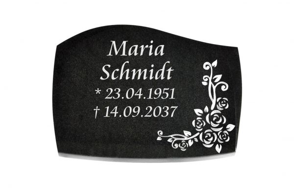 Liegeplatte, Black Granit mit Fasen 40cm x 30cm x 3cm, inkl. Eckrose