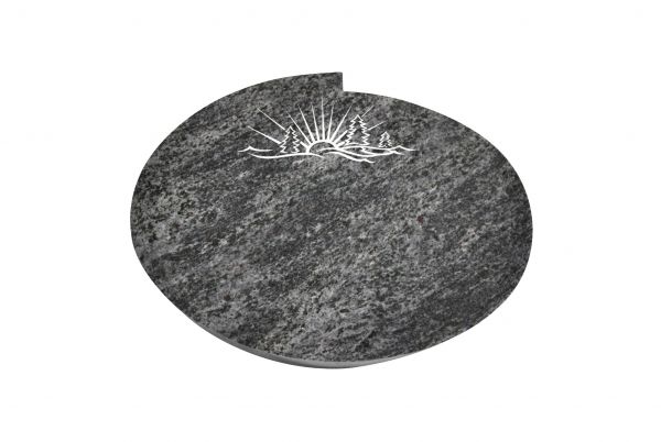 Liegestein Mozart, Orion Granit, 50cm x 40cm x 10cm, inkl. Sonnenuntergang