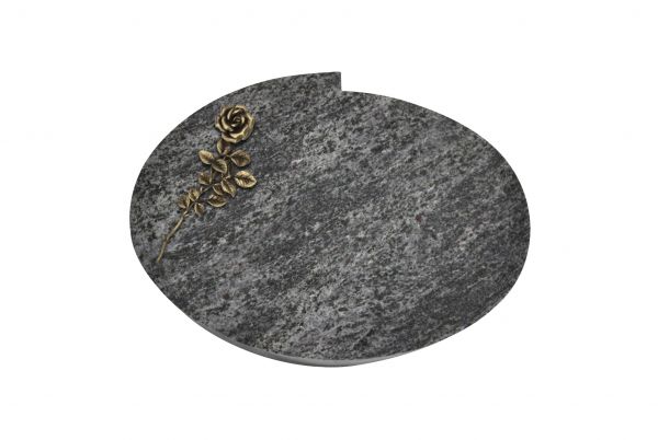 Liegestein Mozart, Orion Granit, 50cm x 40cm x 10cm, inkl. Bronzerose mit einer Blüte